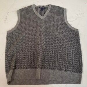 Brooks Brothers 100% Lambswool Sweater Vest Men's Large Gray V-Neck
